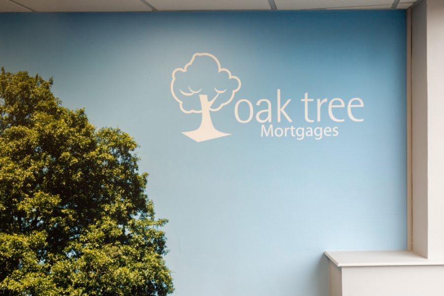 Oak tree mortgages office branding.